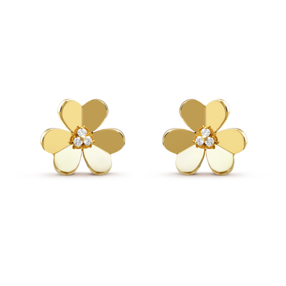 18K Gold Diamond VCA Frivole Large Earrings