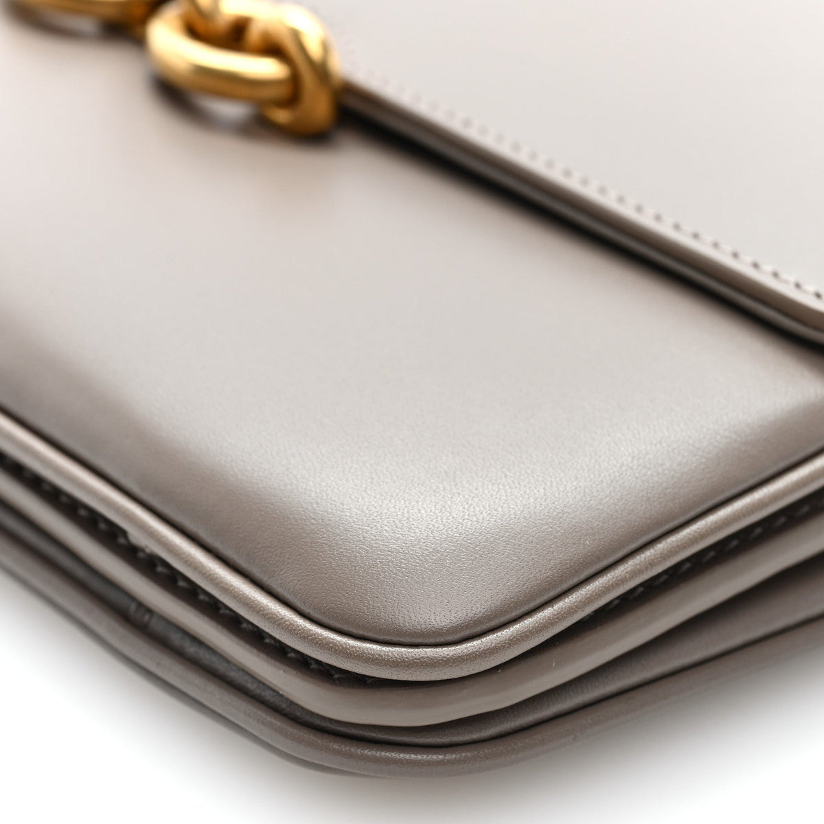 Saint Laurent Smooth Calfskin Le Maillon Satchel Greyish Brown
