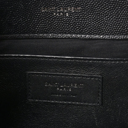 Saint Laurent Grain De Poudre Mixed Matelasse Triquilt Medium Monogram Satchel Black