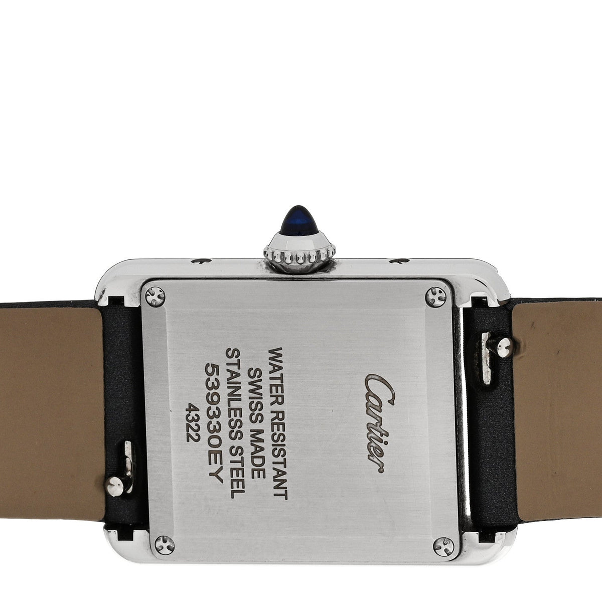 Cartier Stainless Steel Satin Diamond 22mm Tank Watch Silver