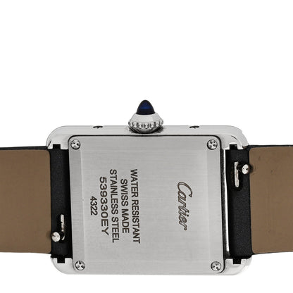 Cartier Stainless Steel Satin Diamond 22mm Tank Watch Silver