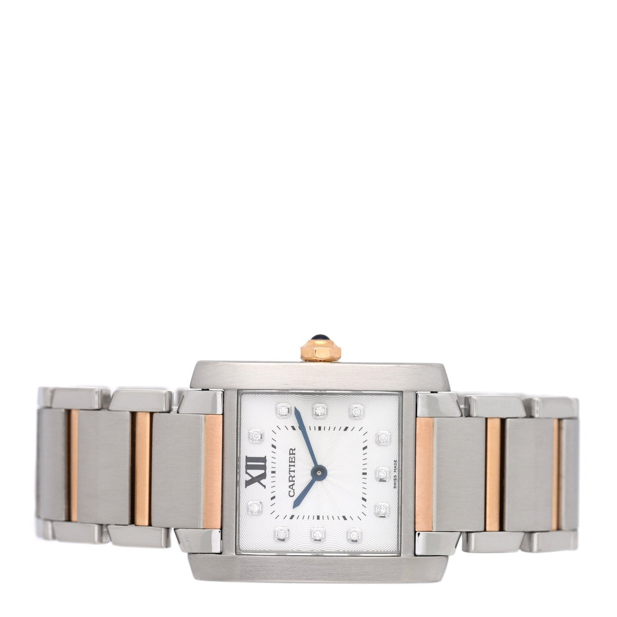 Cartier Stainless Steel 18K Pink Gold Diamond 25mm Tank Francaise Watch 1927544