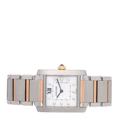 Cartier Stainless Steel 18K Pink Gold Diamond 25mm Tank Francaise Watch 1927544