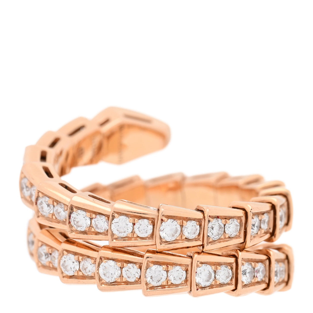 18K Rose Gold Diamond Serpenti Viper Pave Wrap Ring M