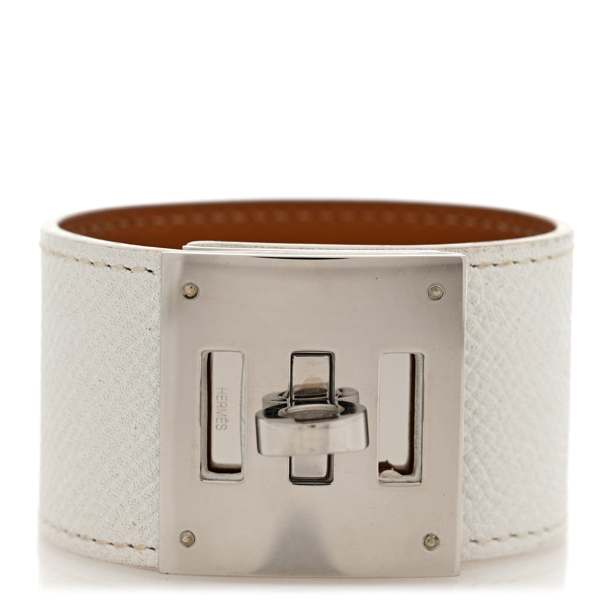 Hermes Epsom Kelly Dog Bracelet White