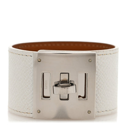 Hermes Epsom Kelly Dog Bracelet White