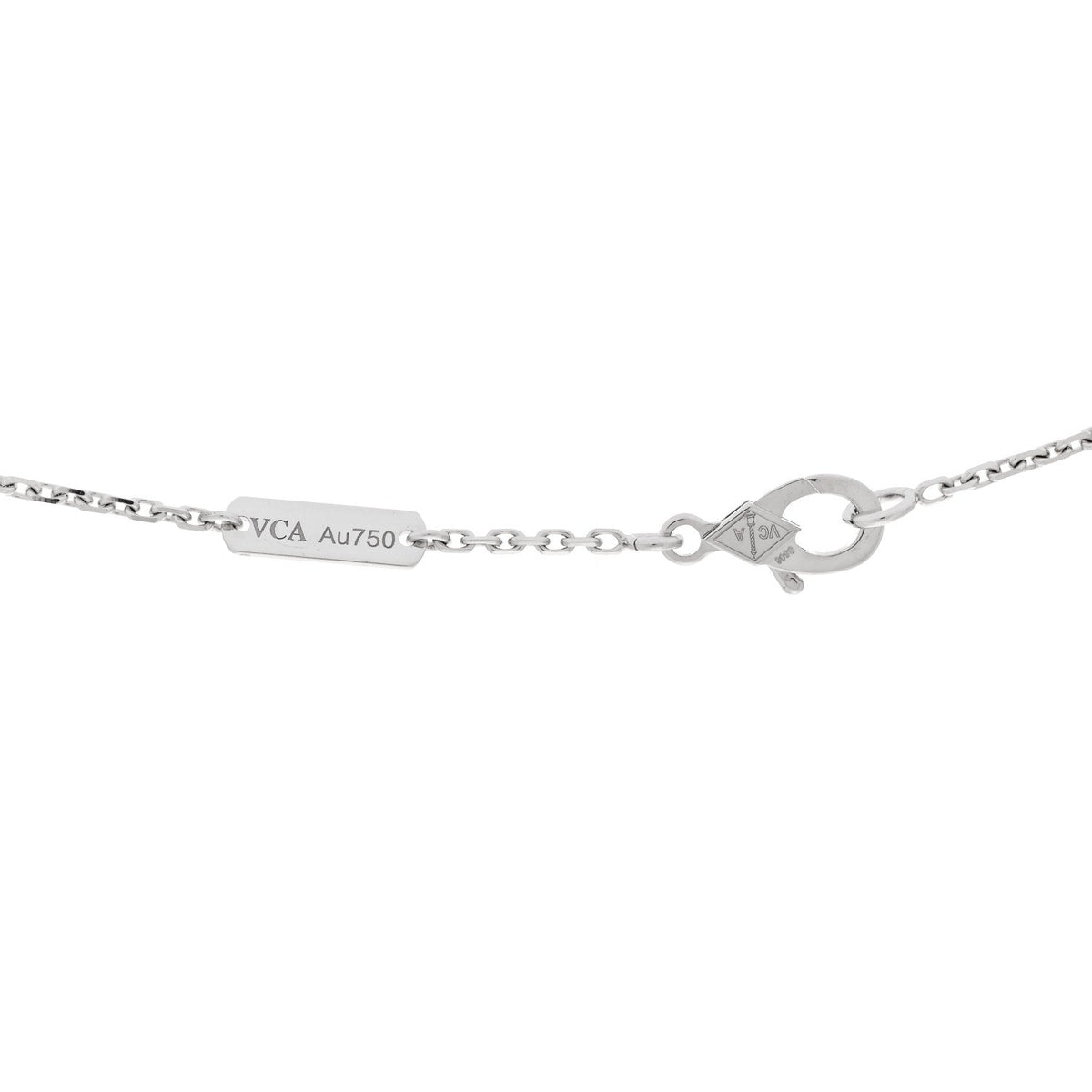 18k White Gold Chalcedony Vintage Alhambra Pendant Necklace