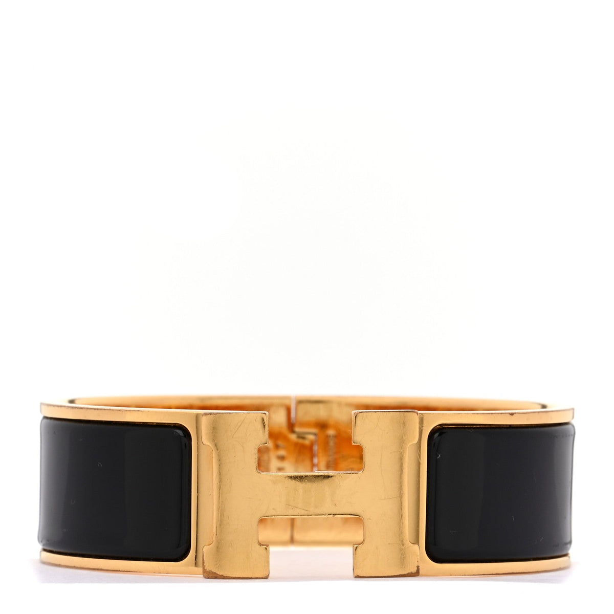 Hermes Enamel Wide Clic Clac H Bracelet GM Black