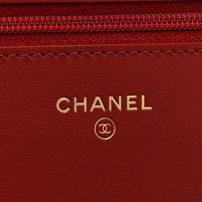 Chanel Aged Calfskin Quilted Reissue Wallet On Chain Red
