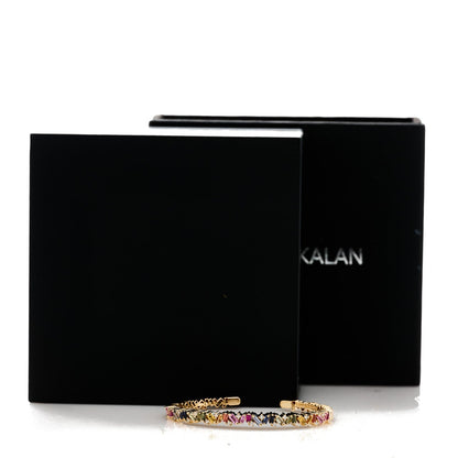 Suzanne Kalan 18K Yellow Gold Diamond Rainbow Sapphire Frenzy Cuff Bracelet