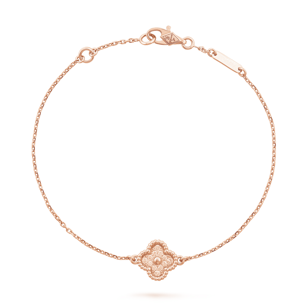 18K Rose Gold VCA Sweet Alhambra 1 Motif Bracelet