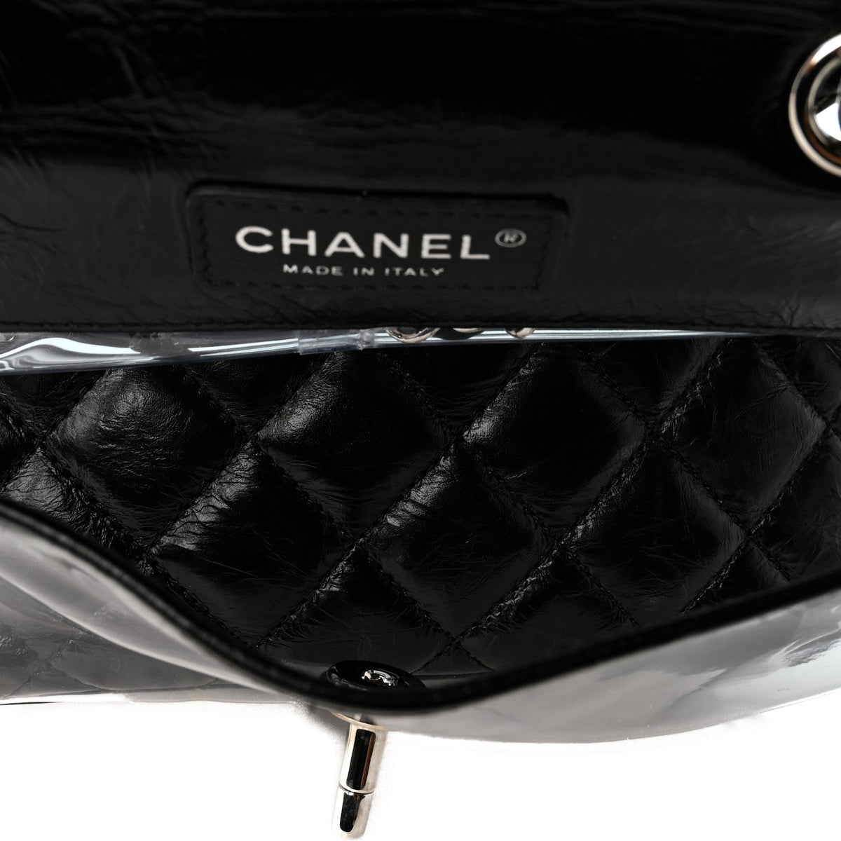 Chanel Crumpled Calfskin PVC Quilted Backpack Black