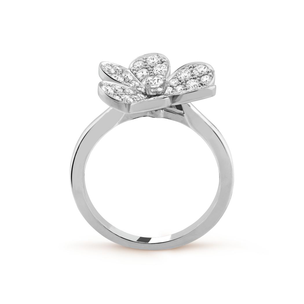 18K Gold Diamond VCA Frivole 1 Flower Ring