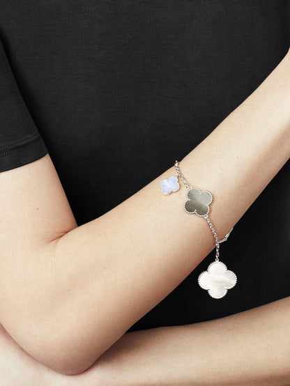18K White Gold Mother of Pearl VCA Magic Alhambra Bracelet