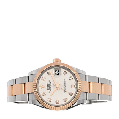 Rolex Stainless Steel 18K Everose Gold Diamond 31mm Datejust Watch Silver 278271