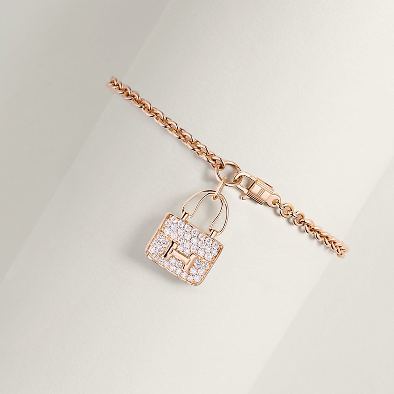18K Gold Diamond Hermes Amulettes Constance Bracelet