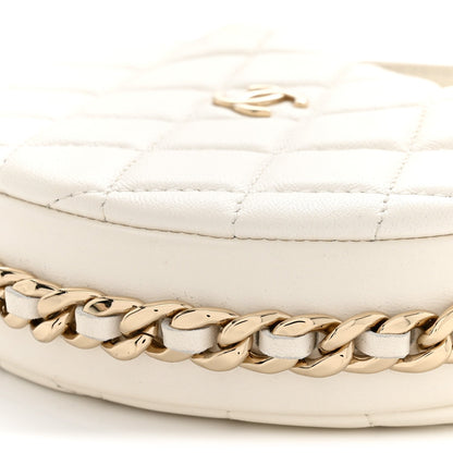 Chanel Lambskin Quilted Chain Around Pouch Hobo White