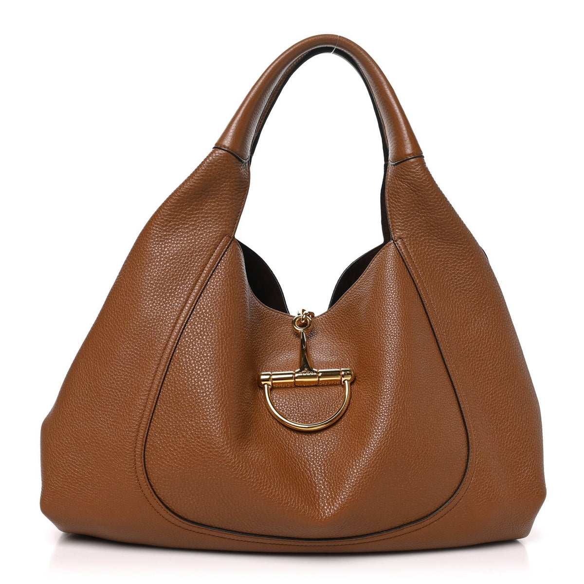 Gucci Grained Calfskin Softbit Maxi Shoulder Bag Brown