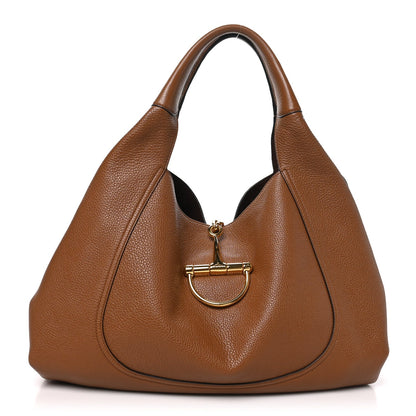 Gucci Grained Calfskin Softbit Maxi Shoulder Bag Brown