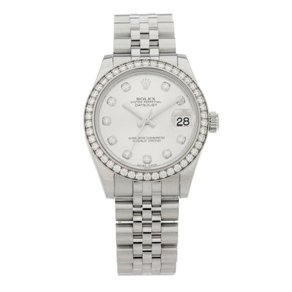 Rolex Stainless Steel 18K White Gold Diamond 31mm Datejust Watch 278384RBR