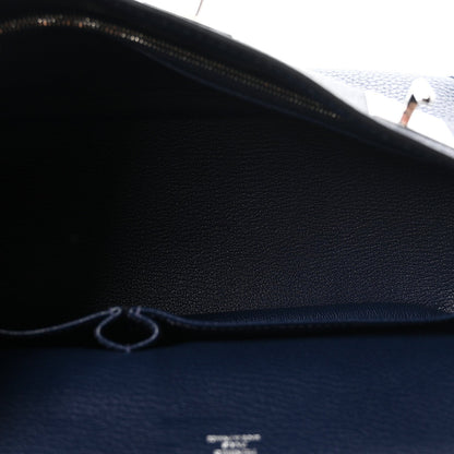 Hermes Taurillon Clemence Jypsiere 28 Messenger Bag Bleu De Malte