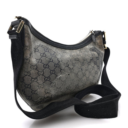 Gucci Lurex Monogram Medium Half Moon Hobo Black