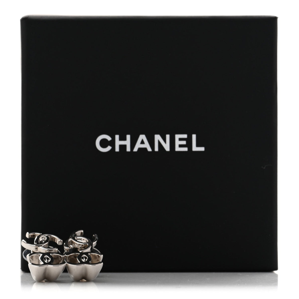 Chanel Metal CC Turnlock Drop Earrings Silver