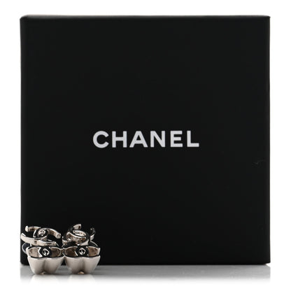 Chanel Metal CC Turnlock Drop Earrings Silver