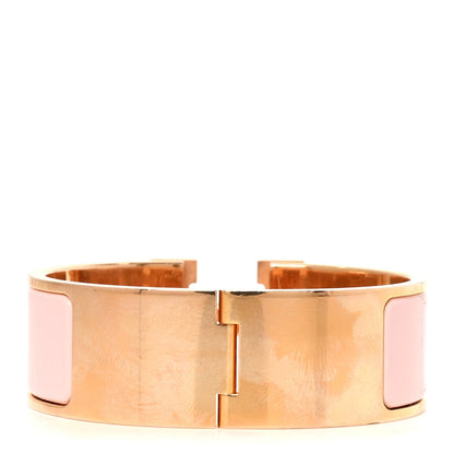 Hermes Enamel Wide Clic Clac H Bracelet PM Rose Dragee