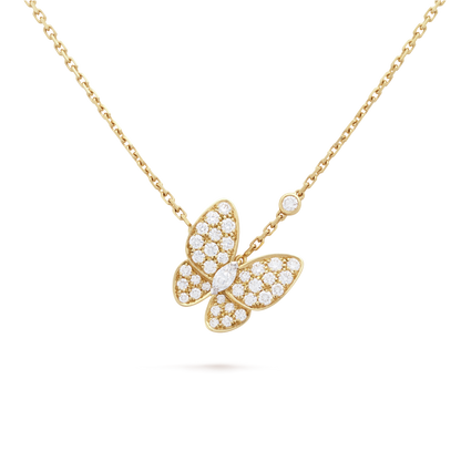 18K Diamond VCA Two Butterfly Pendant