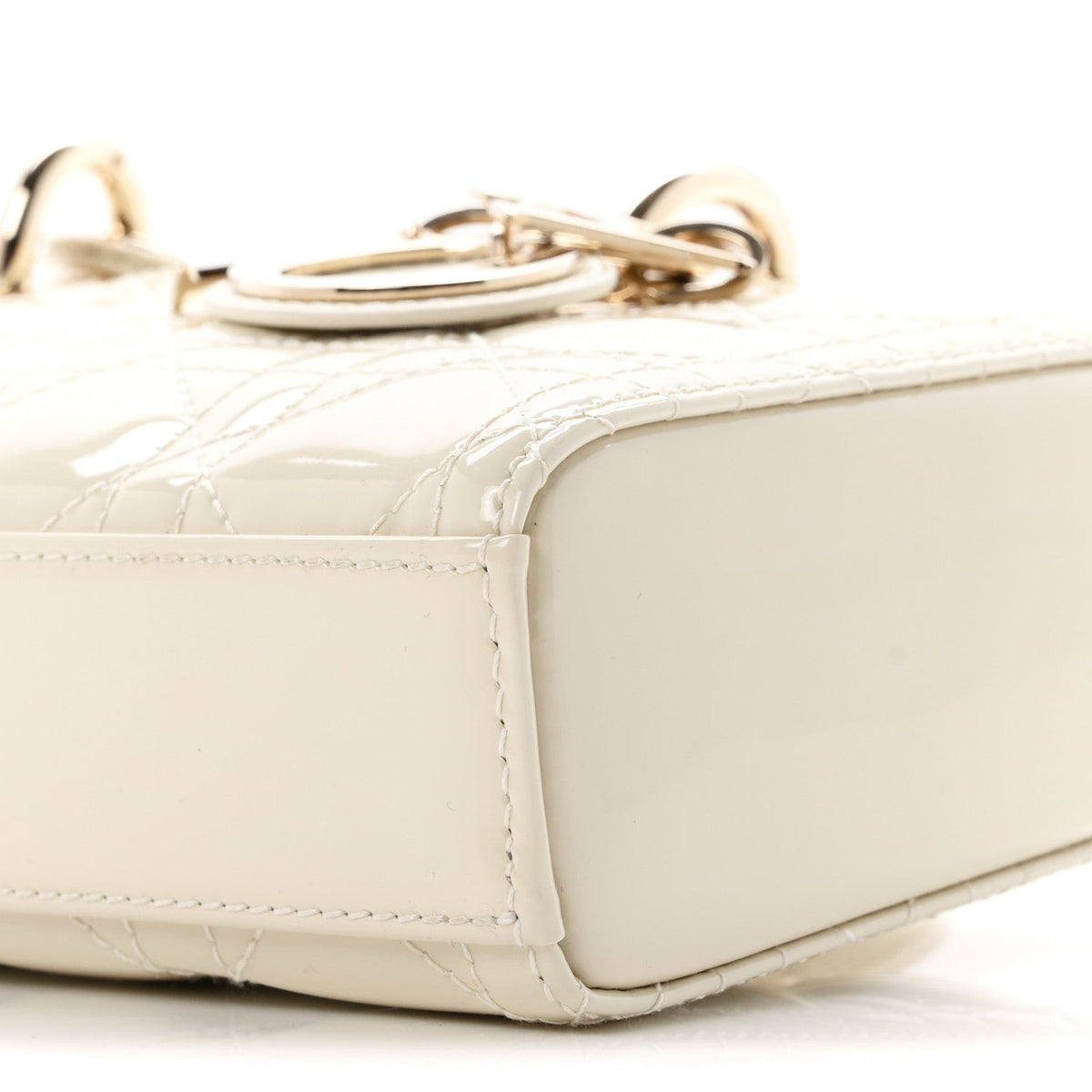 Christian Dior Patent Cannage Small Lady D-Joy White
