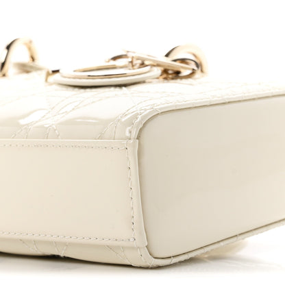 Christian Dior Patent Cannage Small Lady D-Joy White