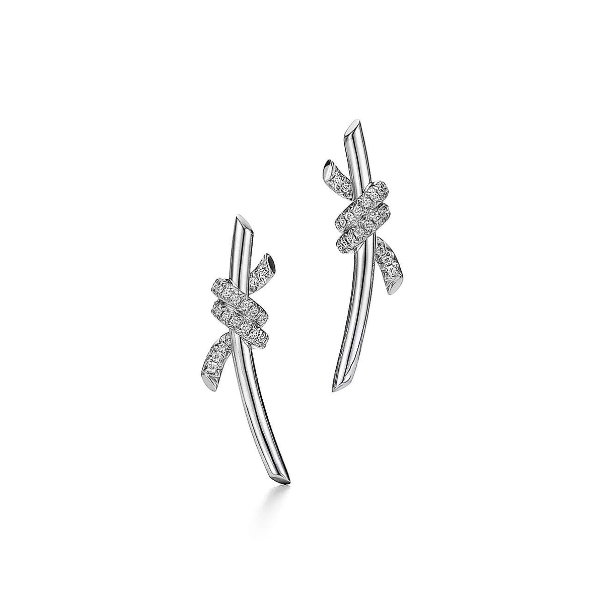 18K Gold Diamond Tiffany Knot Earrings