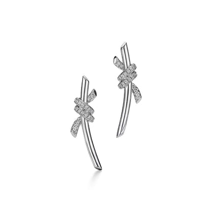 18K Gold Diamond Tiffany Knot Earrings