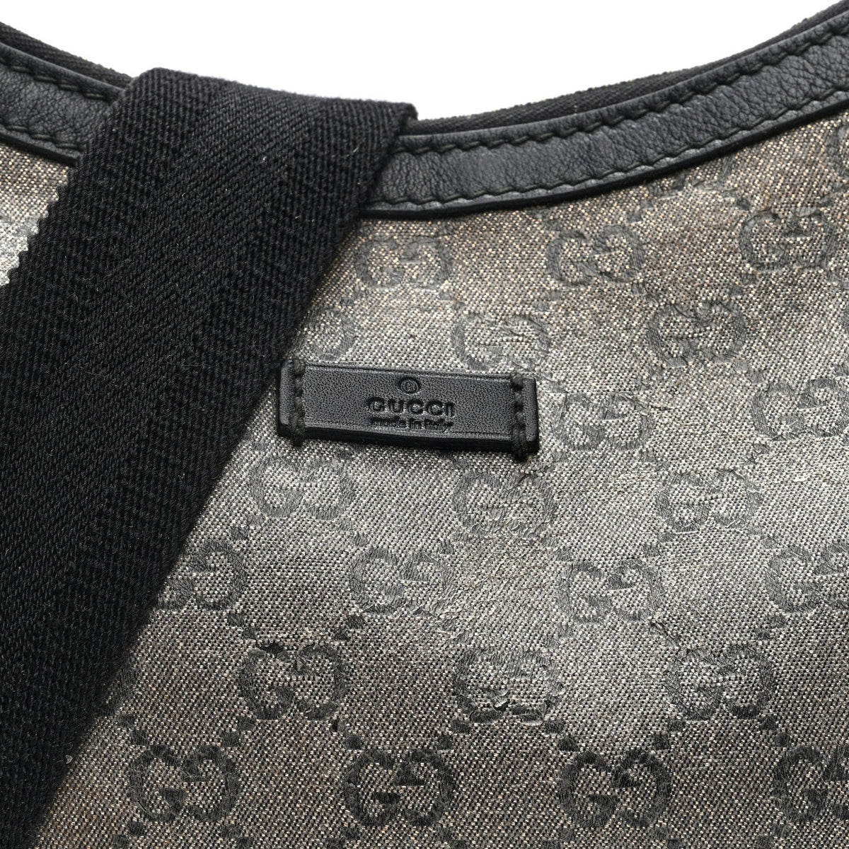 Gucci Lurex Monogram Medium Half Moon Hobo Black