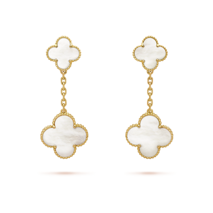 18K Yellow Gold MOP VCA Magic Alhambra Earrings 2 Motifs