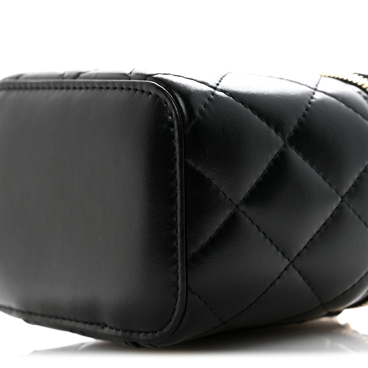 Chanel Calfskin Quilted Mini Perfect Fit Vanity Case With Chain Black