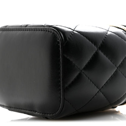 Chanel Calfskin Quilted Mini Perfect Fit Vanity Case With Chain Black