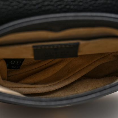 Gucci Pebbled Calfskin Small 1973 Chain Shoulder Bag Black