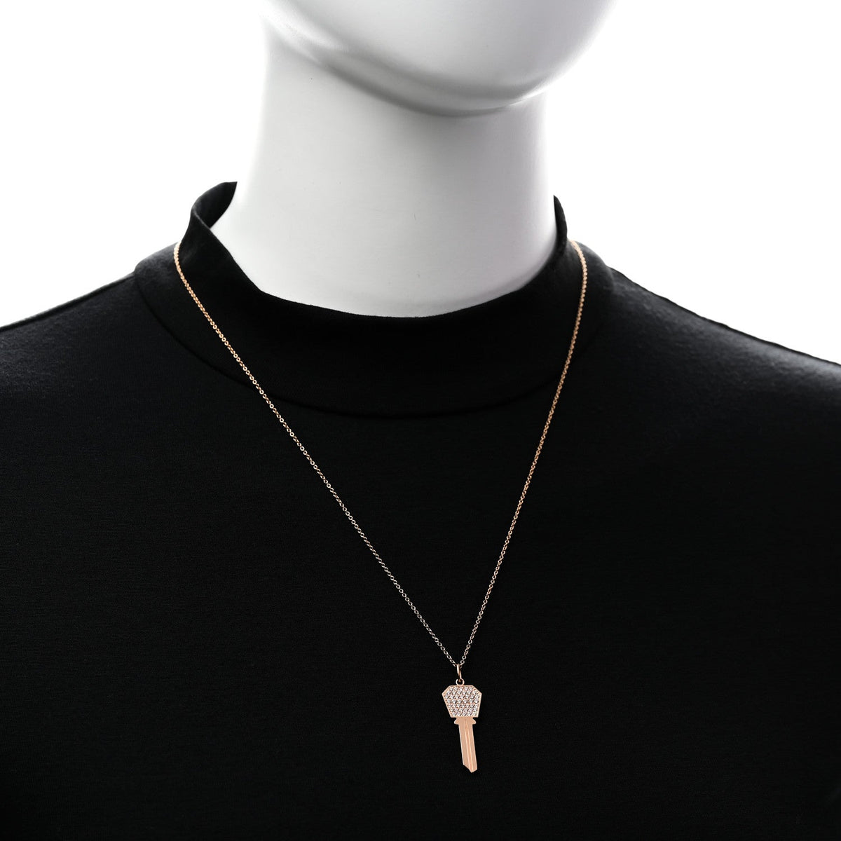 18K Rose Gold Diamond Small Modern Keys Hexagon Key Pendant