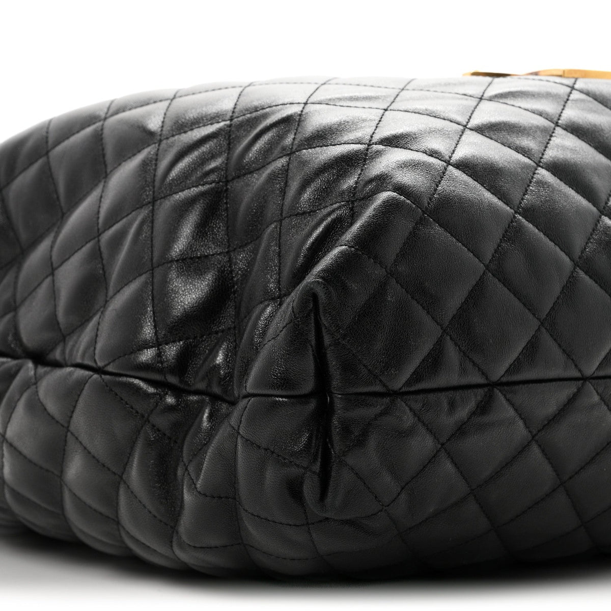 Saint Laurent Lambskin Quilted Maxi Icare Shopping Tote Black