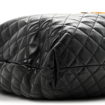 Saint Laurent Lambskin Quilted Maxi Icare Shopping Tote Black