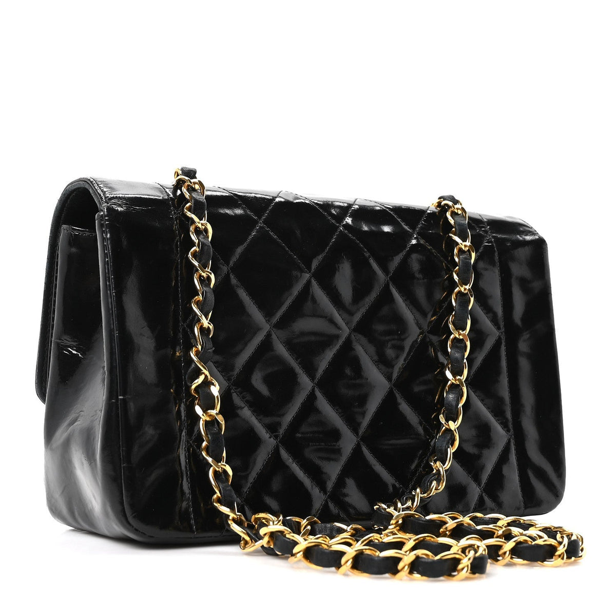 Chanel Patent Quilted Small Single Flap Black