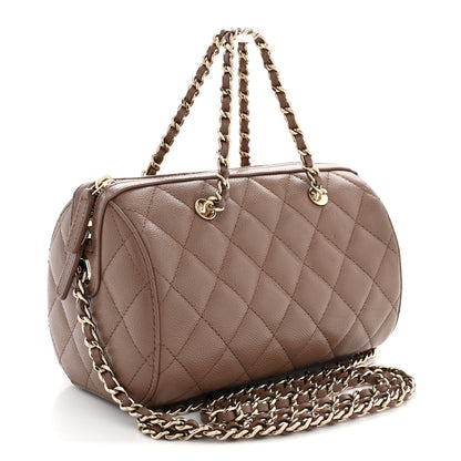 Chanel Caviar Quilted Barrel Clutch With Chain Brown 1983770
