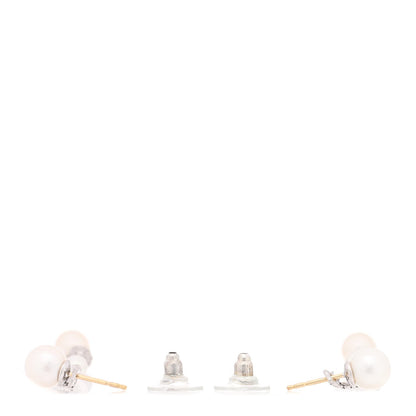 David Yurman Sterling Silver Diamond Pearl Two Row Drop Earrings