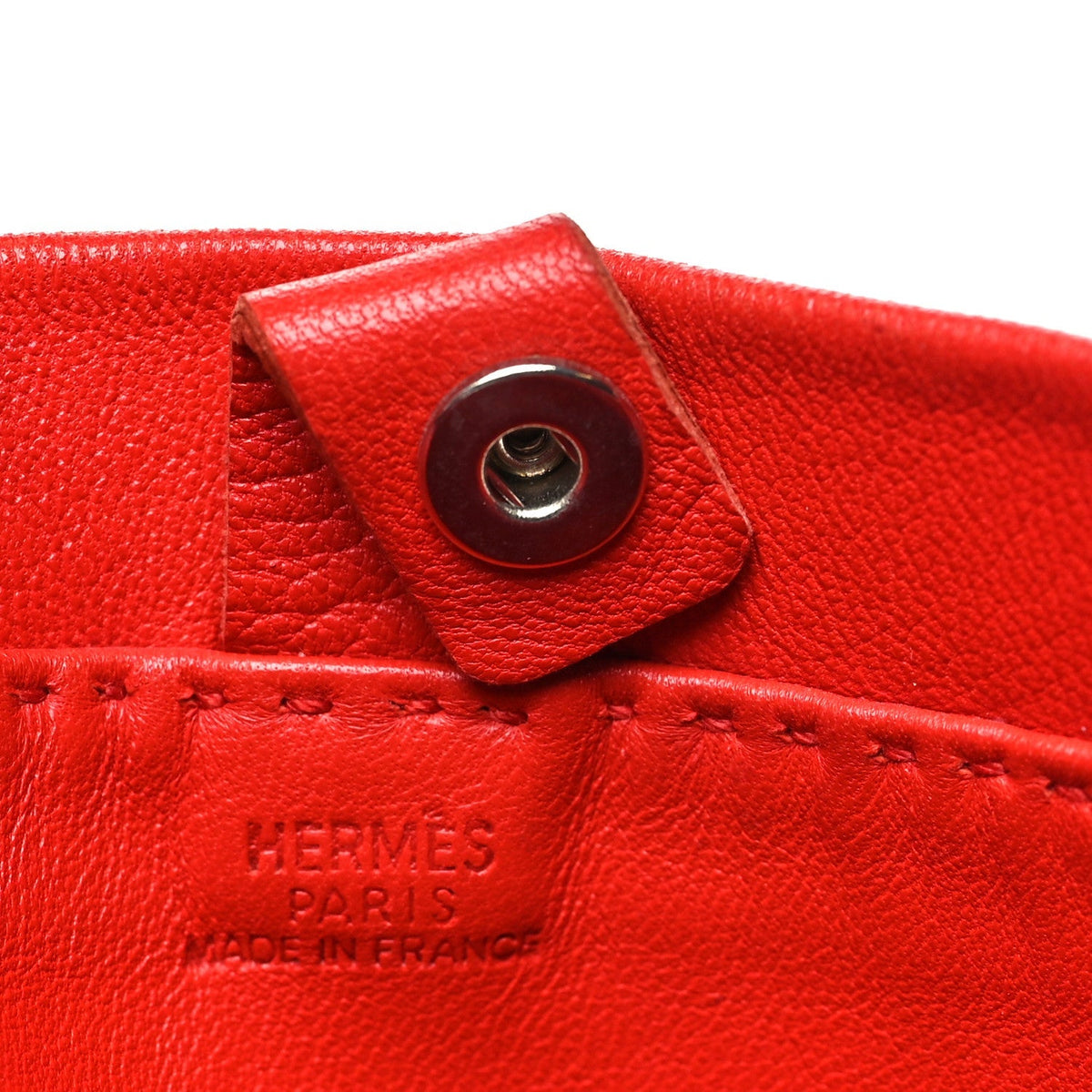 Hermes Lambskin Clou De Selle Pouch Rouge