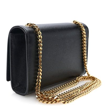 Saint Laurent Grain De Poudre Small Monogram Kate Satchel Black