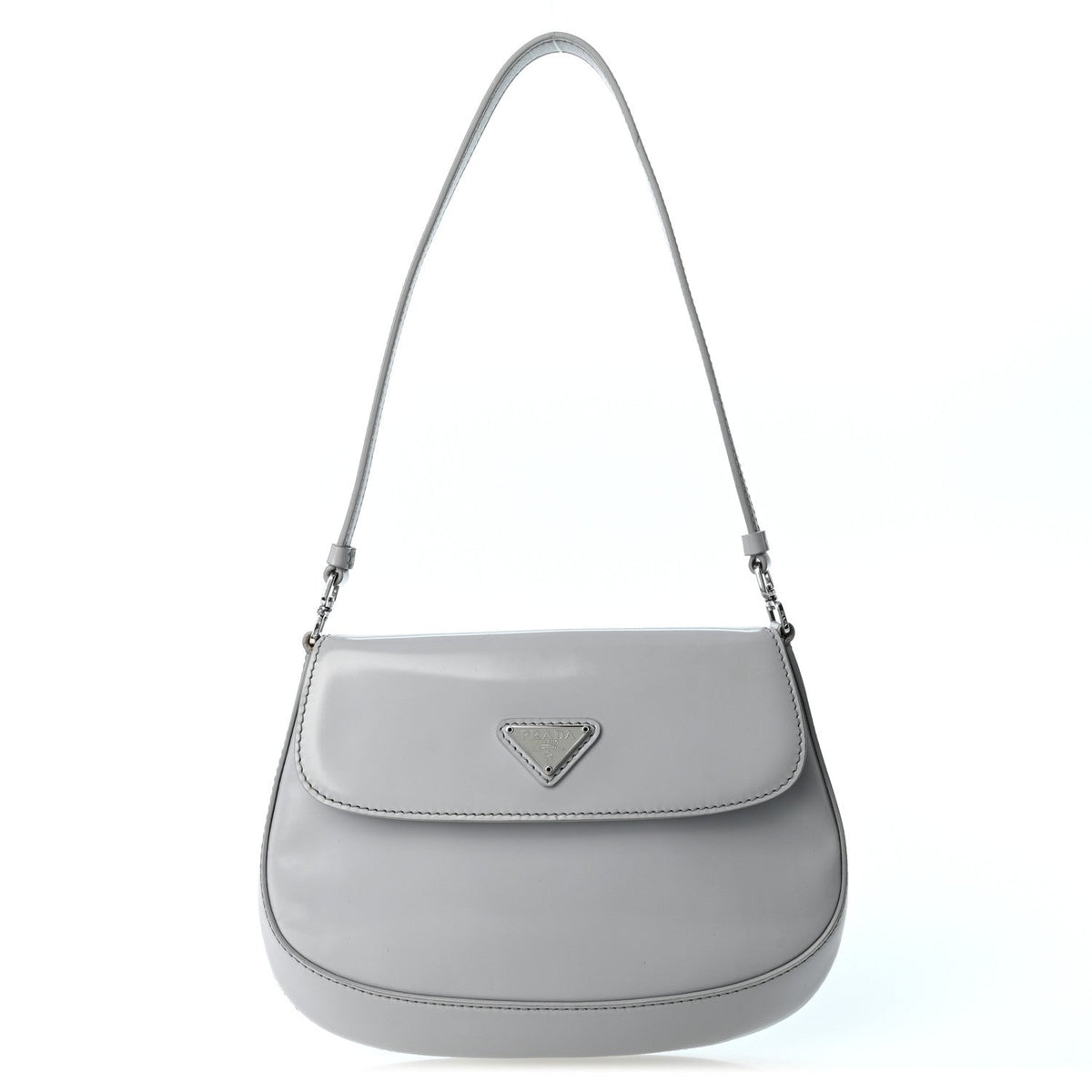 Prada Spazzolato Cleo Flap Shoulder Bag Fiordaliso
