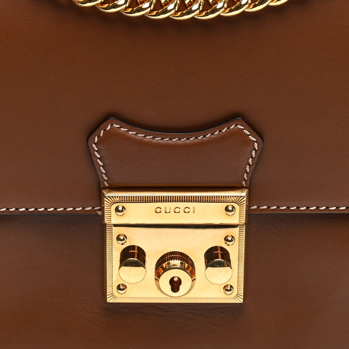 Gucci GG Supreme Calfskin Padlock Shoulder Bag Beige Cuir
