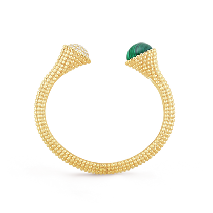 18K Gold Malachite Diamonds VCA Perlée Couleurs Bracelet